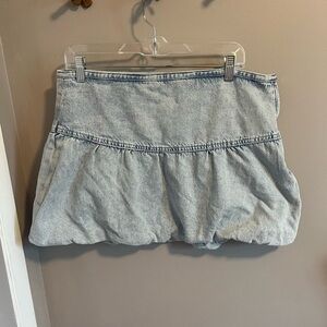 Pull & Bear puffball skirt in acid wash denim hip hugger bubble skirt XL